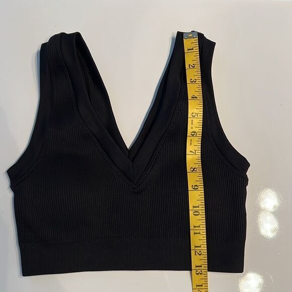 Aerie Offline Women's Ribbed Crop Top V Neck Sport Bra - Picture 6 of 8